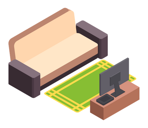 Living room with TV  イラスト