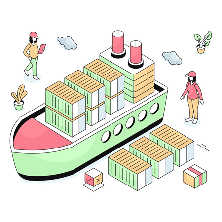 Livraison du bateau effectuée par l'entreprise  Illustration