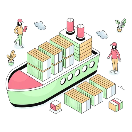 Livraison du bateau effectuée par l'entreprise  Illustration