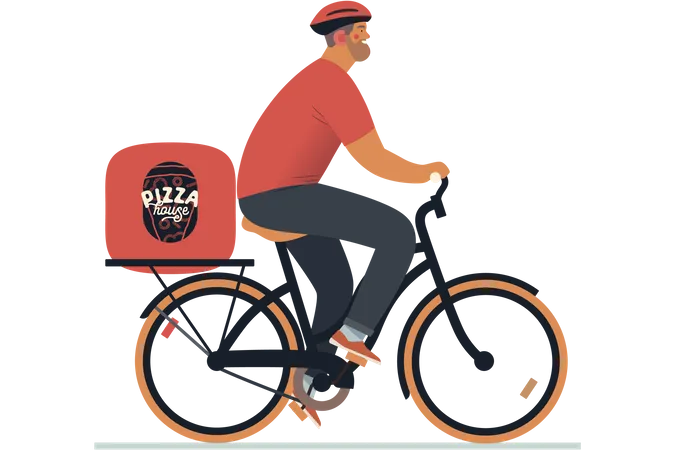 Livraison de pizza à vélo  Illustration