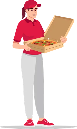 Livraison de pizza par pizzagirl  Illustration