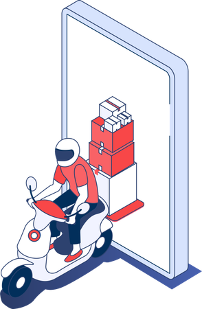 Livraison de scooter en ligne  Illustration