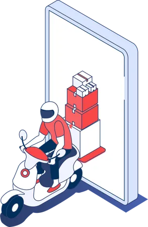 Livraison de scooter en ligne  Illustration