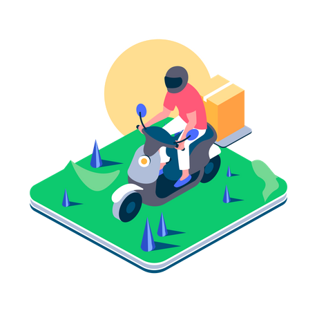 Service de livraison par scooter  Illustration