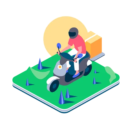 Service de livraison par scooter  Illustration