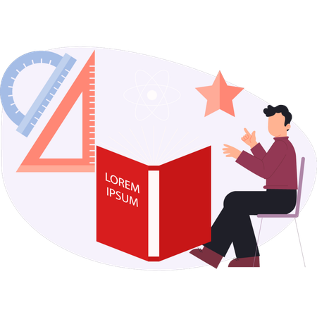Homme [montrant un livre d'apprentissage  Illustration