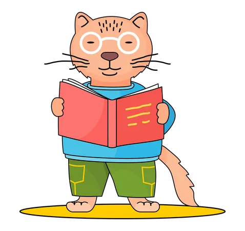 Livre de lecture de chat  Illustration