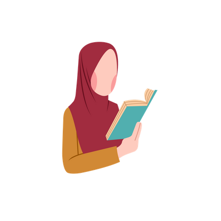 Fille musulmane lisant un livre  Illustration