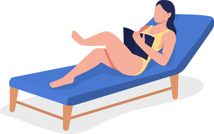 Lire un livre sur la plage  Illustration