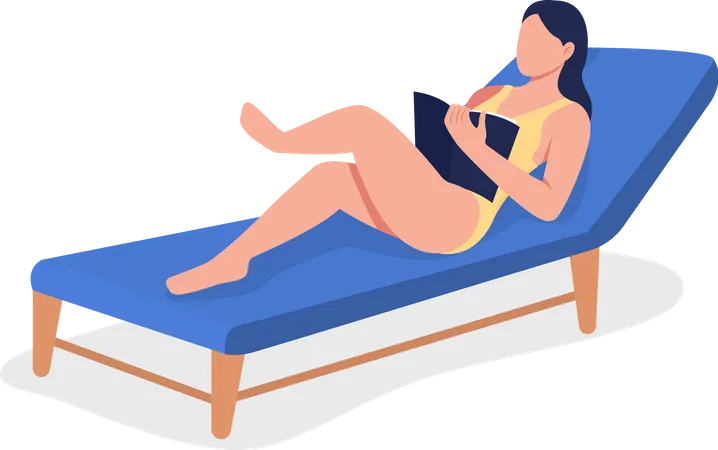 Lire un livre sur la plage  Illustration