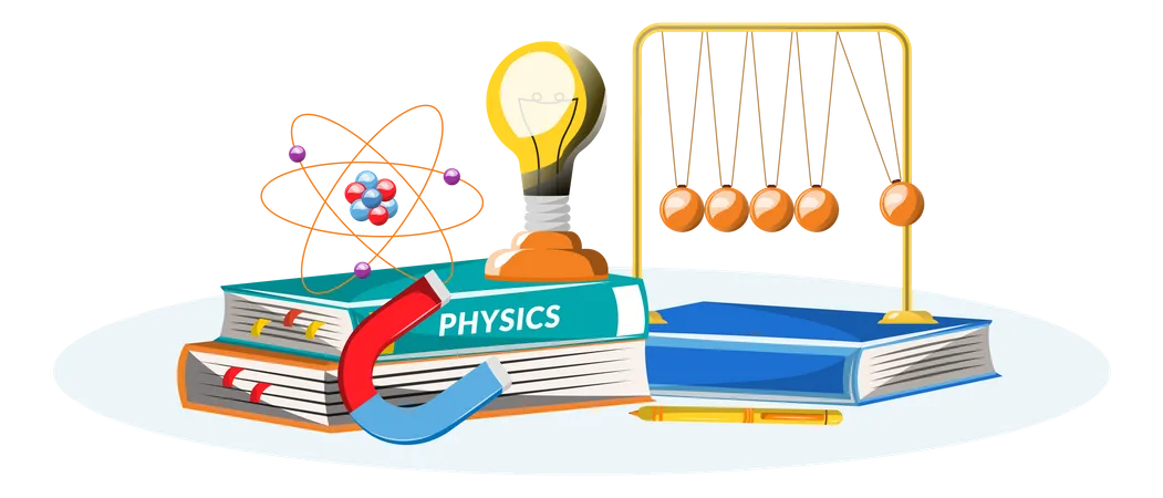 Livre et matériel de physique  Illustration