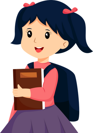 Petite fille portant un livre  Illustration