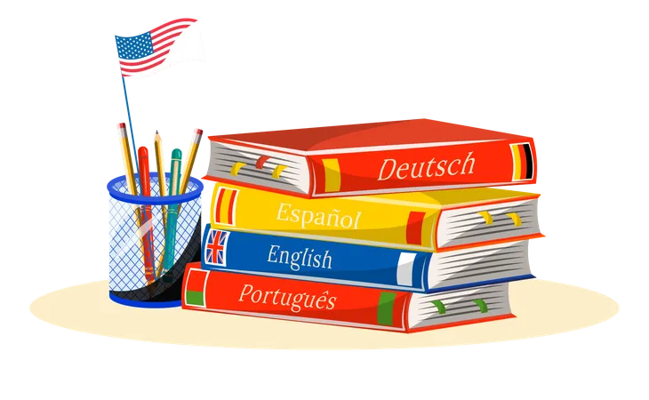 Livres d'apprentissage des langues étrangères  Illustration