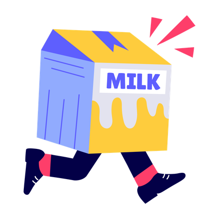 Livreur effectuant une livraison de lait  Illustration