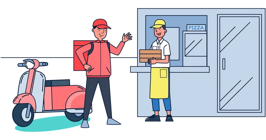 Livreur de pizza prenant la commande  Illustration