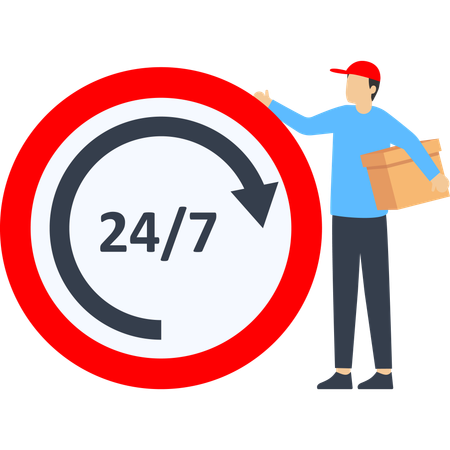 Livreur effectuant des livraisons 24h/24 et 7j/7  Illustration