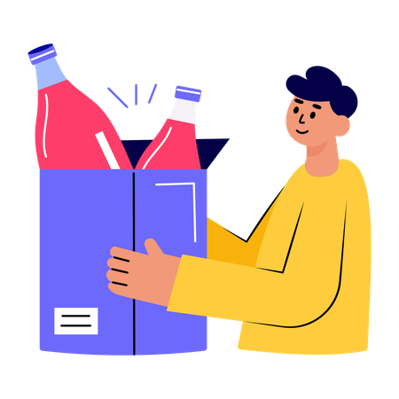 Livreur effectuant une livraison de boissons  Illustration