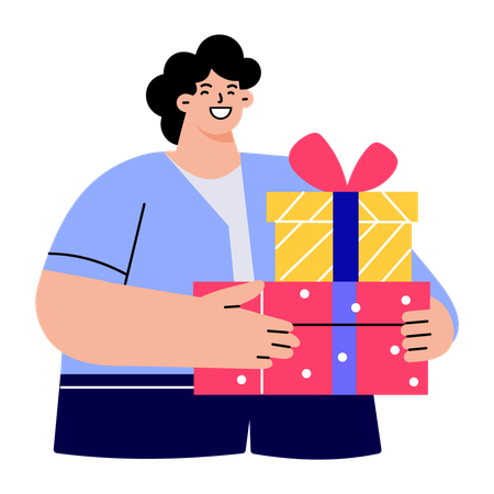 Livreur effectuant une livraison de cadeaux  Illustration