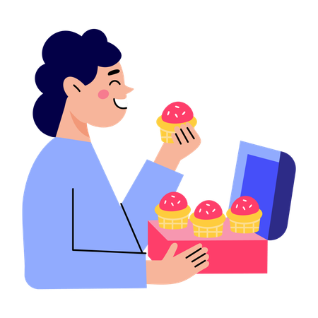 Livreur effectuant une livraison de desserts  Illustration