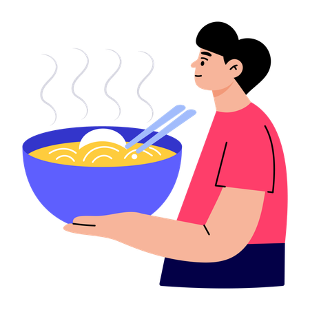 Livreur effectuant une livraison de ramen  Illustration