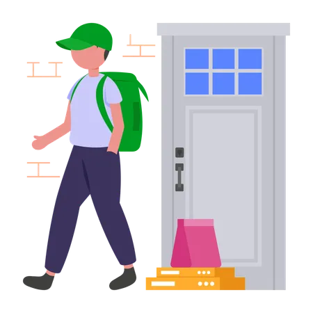 Livreur effectuant une livraison sans contact  Illustration
