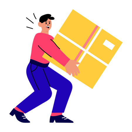 Livreur livrant un courrier lourd  Illustration