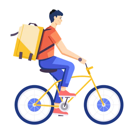 Livreur livrant des marchandises à vélo  Illustration