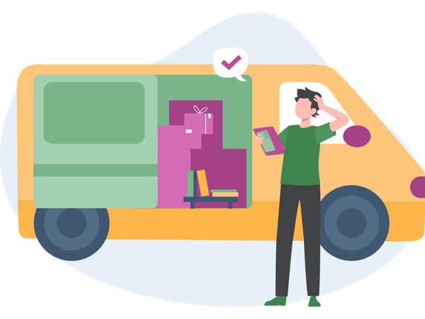 Livreur livrant un courrier  Illustration