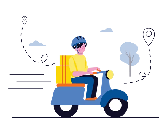 Livreur en scooter  Illustration