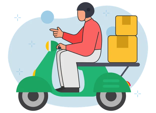 Livreur sur scooter  Illustration