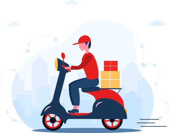 Livreur en scooter  Illustration