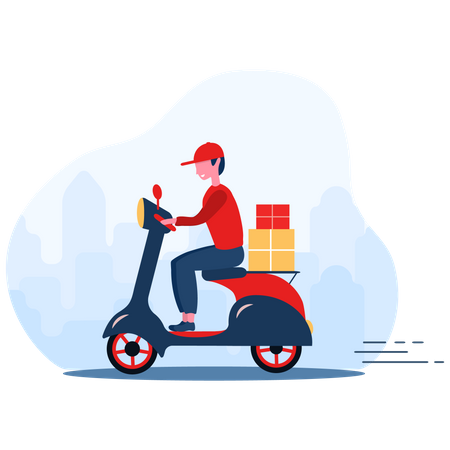 Livreur en scooter  Illustration