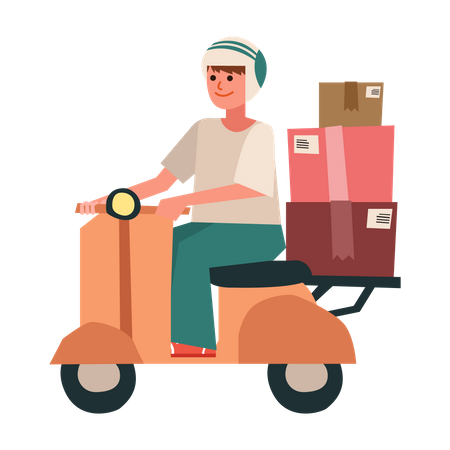 Livreur en scooter  Illustration