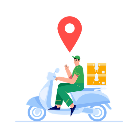 Livreur en scooter  Illustration