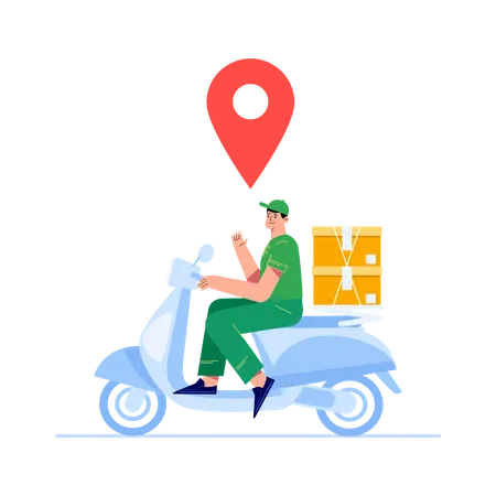 Livreur en scooter  Illustration