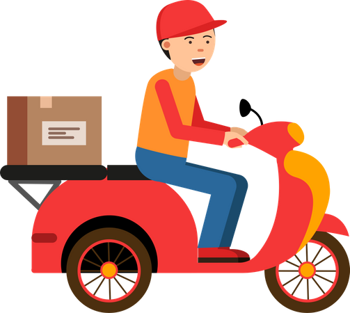 Livreur sur scooter  Illustration