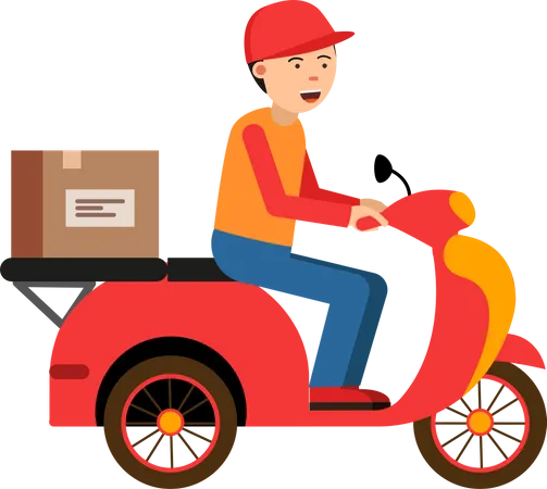 Livreur sur scooter  Illustration