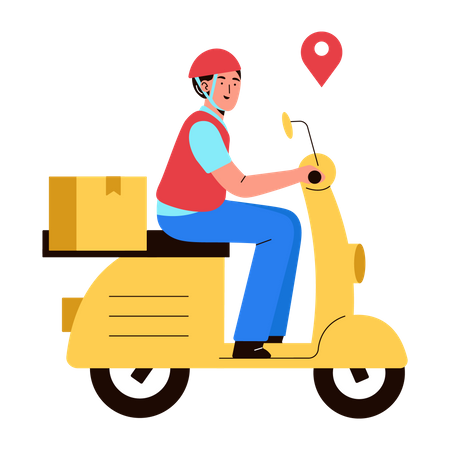 Livreur sur scooter  Illustration