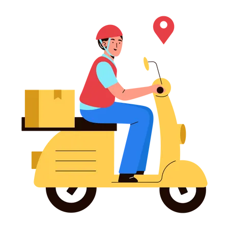 Livreur sur scooter  Illustration