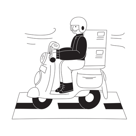 Livreur en scooter  Illustration