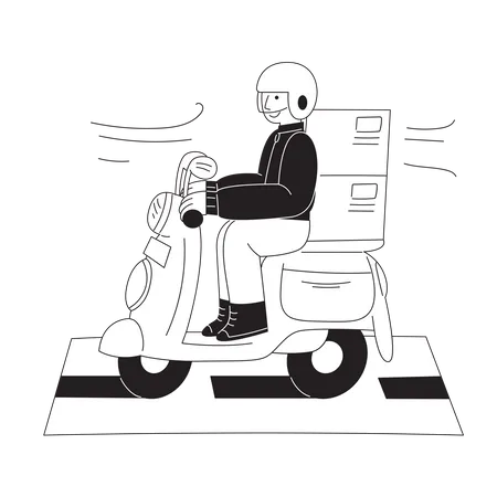 Livreur en scooter  Illustration