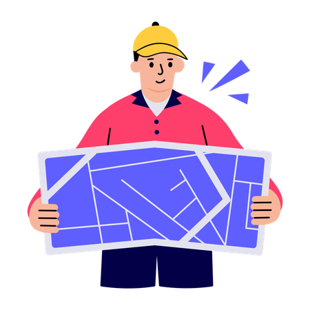 Le livreur trouve l'itinéraire de livraison  Illustration
