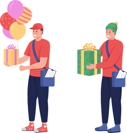 Livreurs avec cadeaux  Illustration