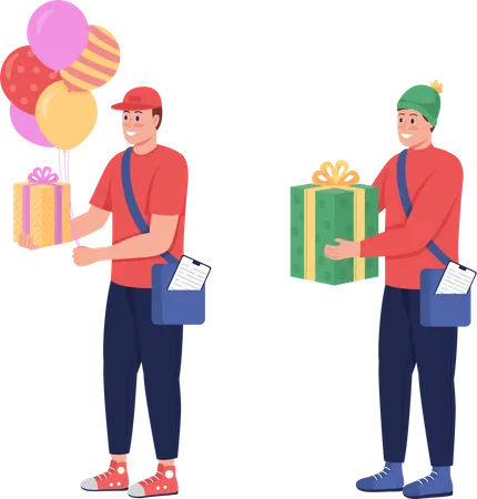 Livreurs avec cadeaux  Illustration