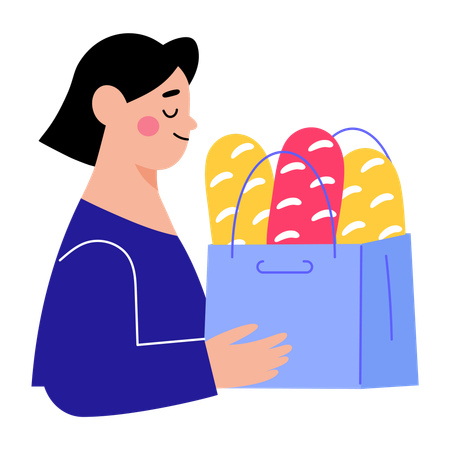 Une livreuse livre des produits de boulangerie  Illustration