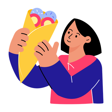 Une livreuse livre des burritos  Illustration