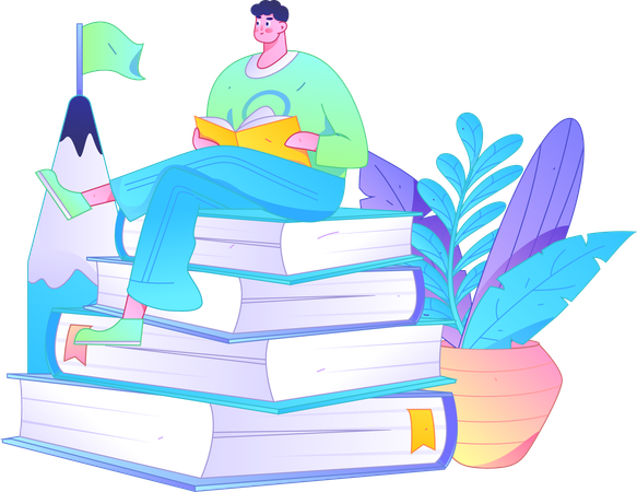 Livro de leitura de menino  Ilustração