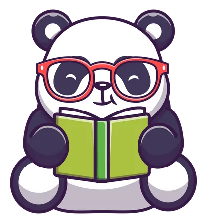 Livro de leitura de panda fofo  Ilustração