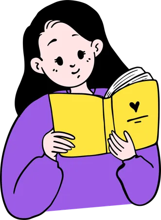 Livro de leitura de menina  Ilustração