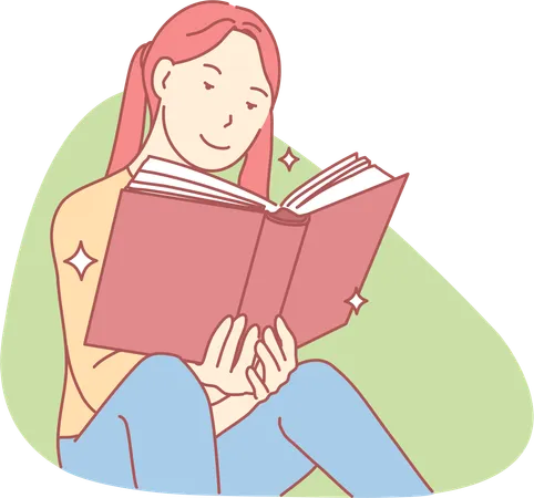 Livro de leitura de menina  Ilustração